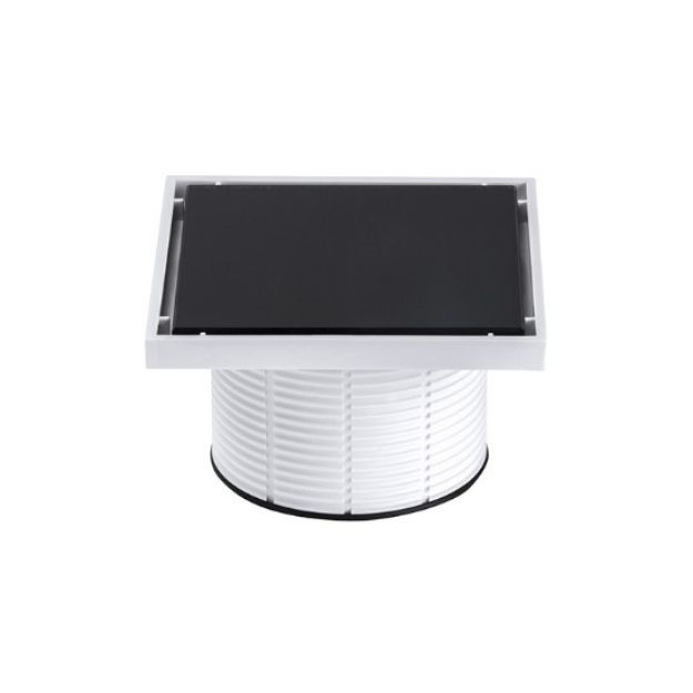 Kép Styron 150x150mm padlórács magasítóval, rozsdamentes fedőlappal ( 88 mm beép. magassággal )