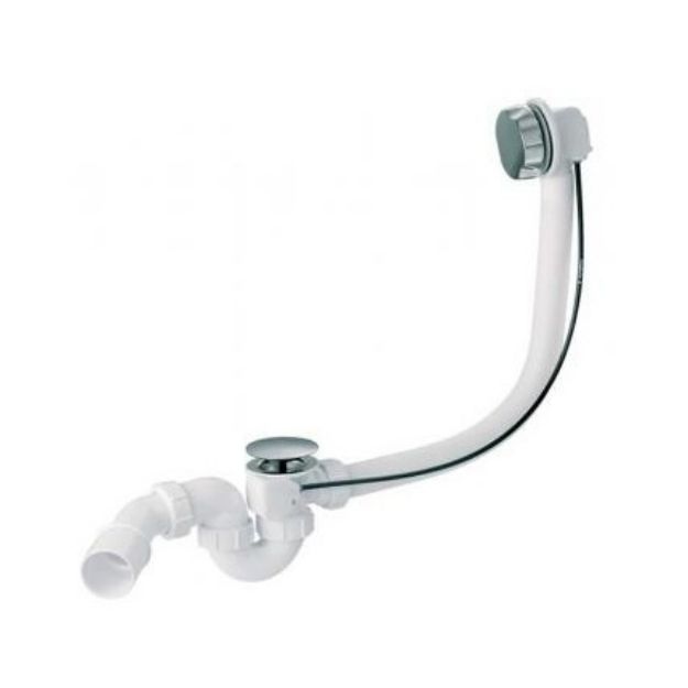 Kép Mcalpine automata kád le- és túlfolyó garnitúra, D50mm dugóval, müa. krómozott gombbal