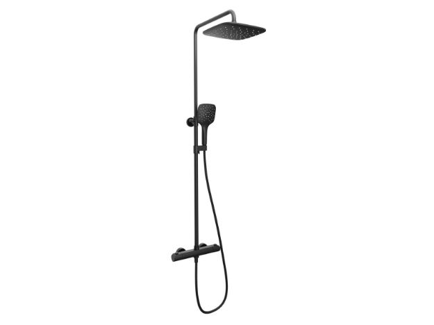 Kép Ravak FLAT FL 091.20BL Termosztátos zuhanyoszlop szettel, Fekete