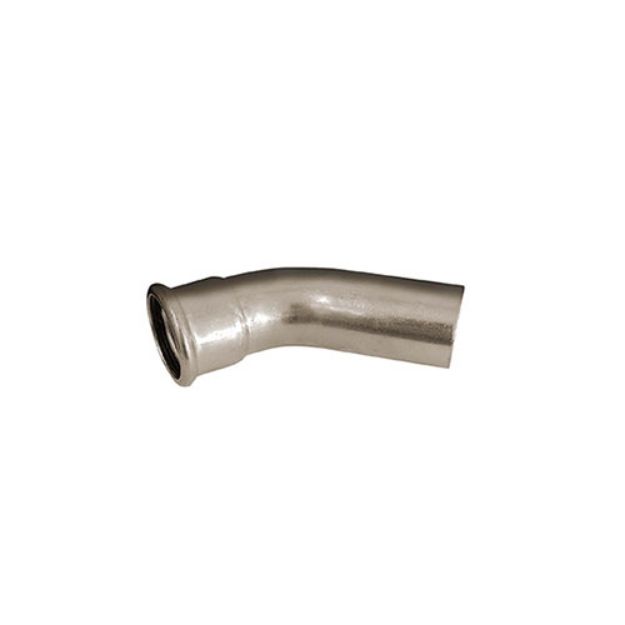 Kép Bänninger 108mm 45°-os KB könyök, INOX (rozsdamentes), SS 304, Hőszivattyús és fűtési rendszerekhez