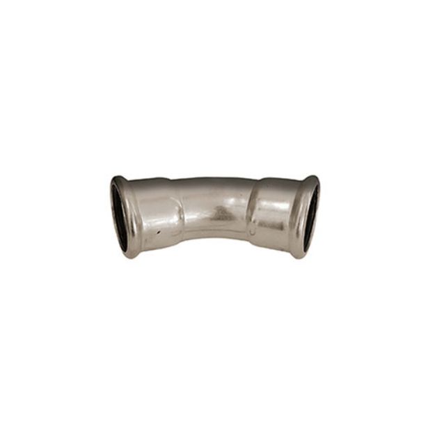 Kép Bänninger 22mm 45°-os BB könyök, INOX (rozsdamentes), SS 304, Hőszivattyús és fűtési rendszerekhez