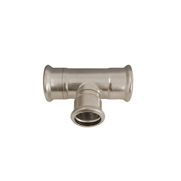 Kép Bänninger 89mm*76.1mm*89mm szűkített T-idom, INOX (rozsdamentes), SS 304, Hőszivattyús és fűtési rendszerekhez