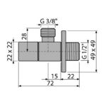 Kép Alca Plast ARV 002 Sarokszelep 1/2" x 3/8" szögletes