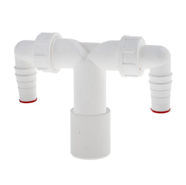 Kép AlcaPlast P155Z Dupla mosógép csatlakozó csonk DN40/32 / 17–23, visszacsapó szelepekkel