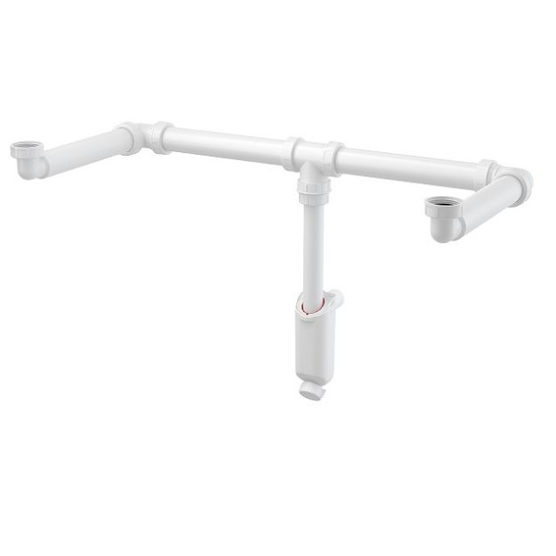 Kép AlcaPlast A43SD-DN32 Helytakarékos mosdószifon 5/4", kettős mosdó