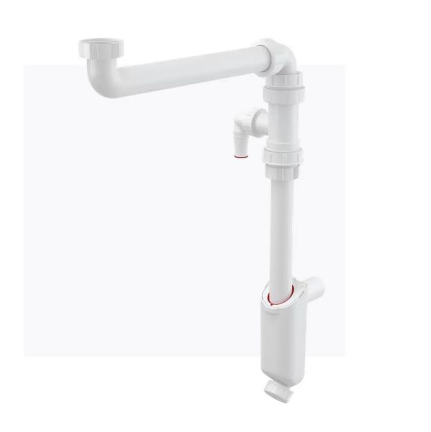 Kép AlcaPlast A43SLP-DN32/40 Helytakarékos hosszabbított mosdószifon 5/4", mosógépcsatl. 17-23mm