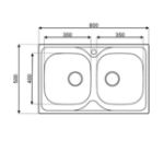 Kép Mofém EVO2 2B 800x500mm (2 medence) beépíthető mosogató szifoncsomaggal