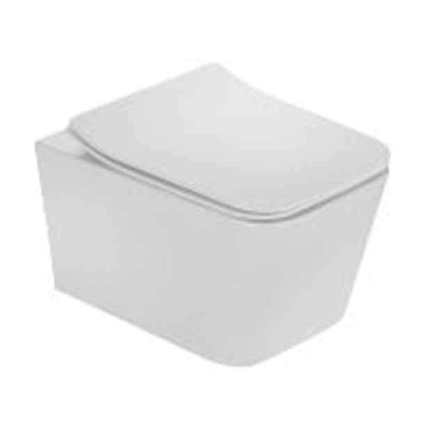 Kép Formentera perem nélküli fali WC + Ultra slim soft close WC ülőke (117320000)