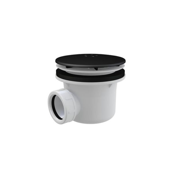 Kép Alca Plast A 49BLACK LUX NA40 D90mm zuhanytálca szifon, matt-fekete fedlappal