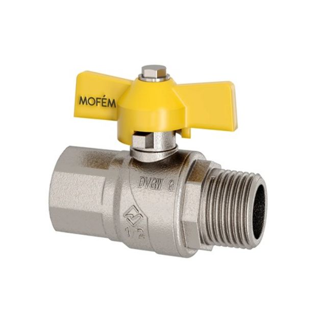 Kép Mofém FLEXUM EVO 3/4˝ fix-KB gáz gömbcsap, nikkelezett (sárga)
