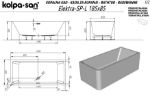 Kép Kolpa San Elektra-SP-L 185x85/O falhoz állítható fürdőkád, le-és túlfolyóval, kádtest az előlappal egybeönt 513470