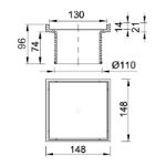Kép Styron 150x150mm padlórács magasítóval, burkolható fedlappal