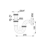 Kép Styron 638-32-F Rozsdamentes fém csőszifon 32mm