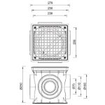 Kép Styron Kültéri víznyelő 250x250mm, műanyag ráccsal, bűzzárral